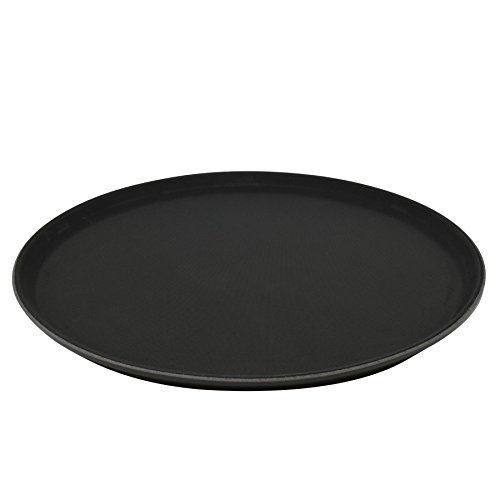 Bandeja antideslizante circular - Para servir comida y bebidas - Negro - 35 cm