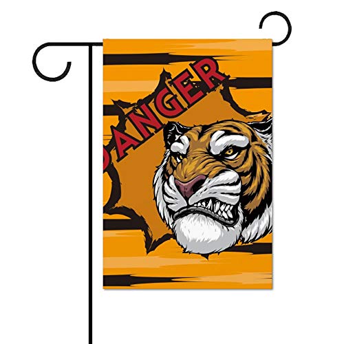 Bandera de algodón, 12 x 18 cm, diseño de tigre de Bengala, color amarillo