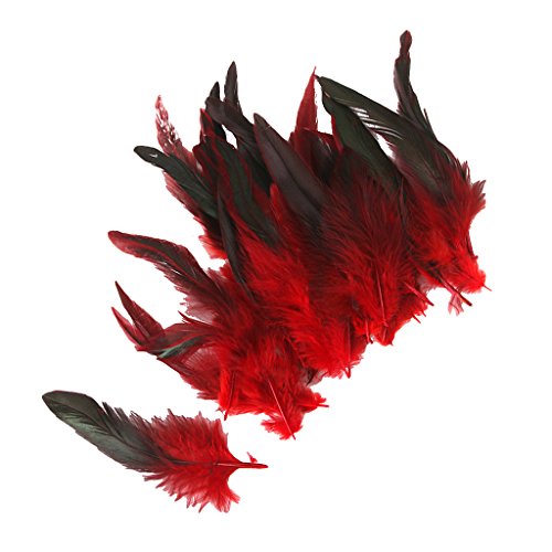 Baoblaze 50pcs Hermosas Plumas De Gallo Decoración Fringe Hogar Bricolaje Artesanía 4-7 Pulgadas - Roja