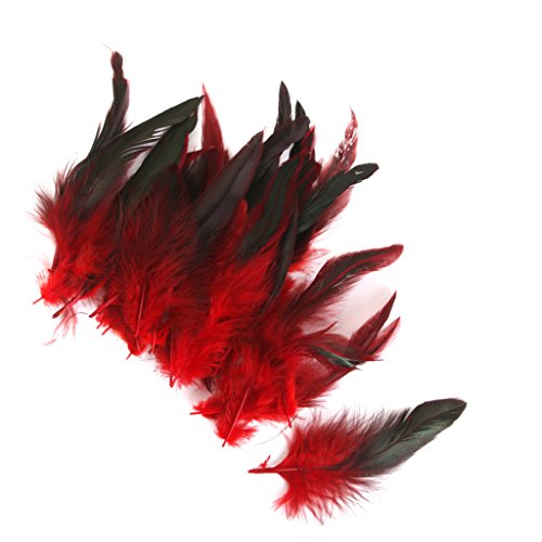 Baoblaze 50pcs Hermosas Plumas De Gallo Decoración Fringe Hogar Bricolaje Artesanía 4-7 Pulgadas - Roja