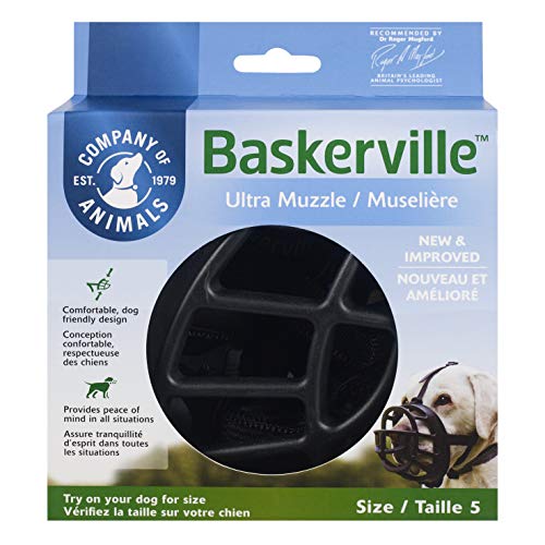 Baskerville Ultra - Bozal de goma, Negro, Talla 5 (Longitud: 11 cm/Anchura: 35 cm)