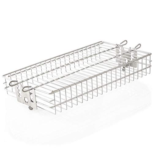 BBQ-TORO Parrilla Rondell de Acero Inoxidable para Asador Giratorio, Cesta Universal Plana para Asador Giratorio de Pincho, Jaula Tumbler Cesta para Rosticería, regulable en altura en 4 niveles