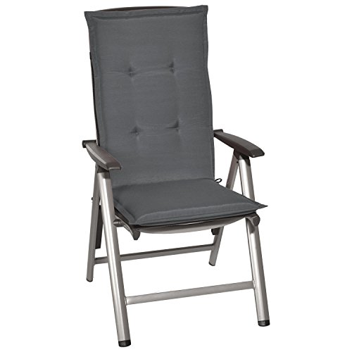 Beautissu Loft HL - Cojín para sillas de balcón o Asiento Exterior con Respaldo Alto - 120x50x6 cm - Placas compactas de gomaespuma - Gris Grafito