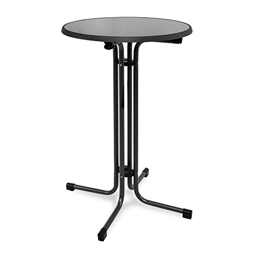 Beautissu Mesa Plegable Bellini - Mesa Alta Bar y Cocina - Ø 70 cm Mesa de Bistro de Exterior Redonda en Gris Antracita - Nivelable por Tornillos Calidad gastronomía y Resistente al Calor