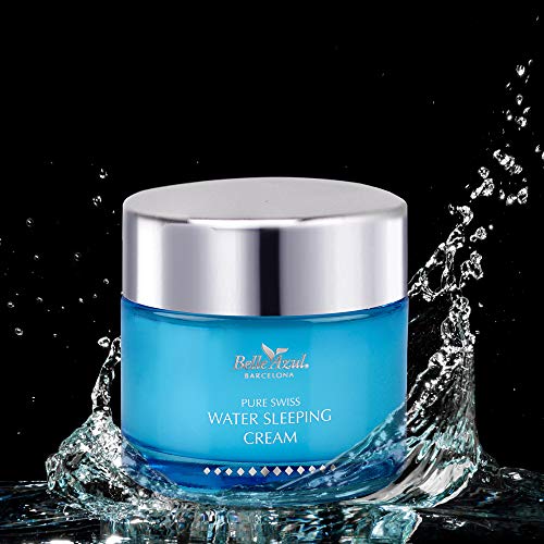 Belle Azul – PURE SWISS – Innovadora Mascarilla facial de noche, Ácido Hialurónico y Células Madre de Argán – No necesita aclarado, 50ml