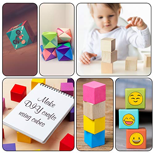 Belle Vous Cubos de Madera (Pack de 20) - Bloques Madera Natural sin Acabado (5x5x5cm) - Cubo Madera Lijado Suave para Bloques de Fotos, Suministros Manualidades, Proyectos Puzzle, Juguetes