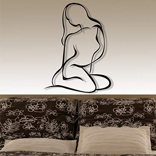 Belleza Arte de Pared - Silueta de Mujer 3D Decoración de Pared de Metal Decoración de Casa Oficina Dormitorio Salón Decoración Escultura (Negro, 46 x 61 cm)