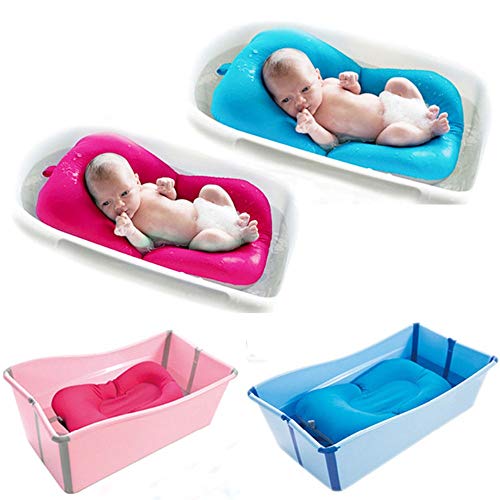 belupai Alfombrilla de baño para bebé recién nacido, plegable, para bañera, asiento de bañera y asiento de bebé(Azul)
