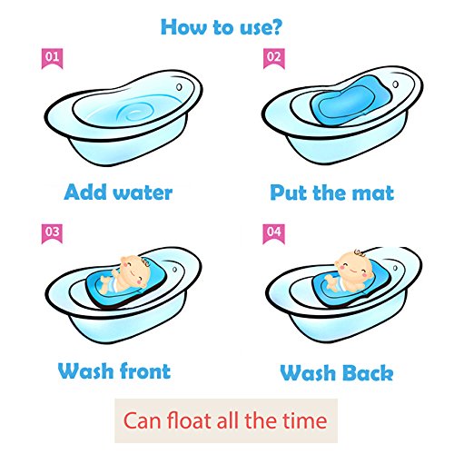 belupai Alfombrilla de baño para bebé recién nacido, plegable, para bañera, asiento de bañera y asiento de bebé(Azul)