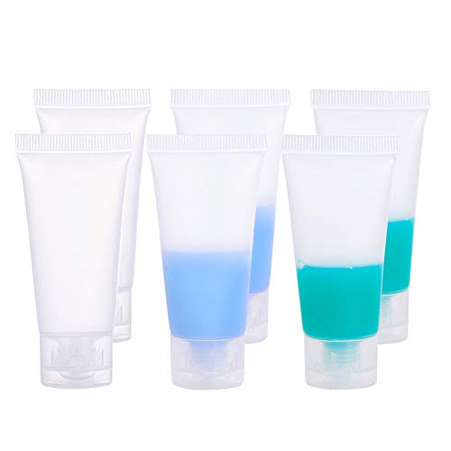 BENECREAT 30 Pack 20ml Botella Exprimible de Cosmético Tubo Suave Cosmético Transparente Tubo de Empaquetado de Crema Champú Loción Tapa de Tirón, Blanco