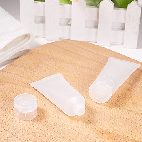 BENECREAT 30 Pack 20ml Botella Exprimible de Cosmético Tubo Suave Cosmético Transparente Tubo de Empaquetado de Crema Champú Loción Tapa de Tirón, Blanco