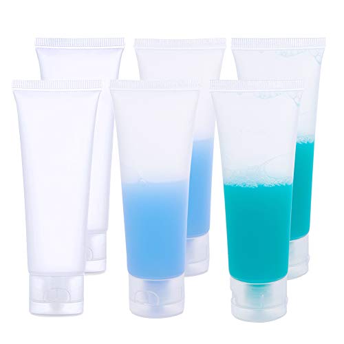 BENECREAT 30 Pack 50ml Botella Invertida Tubo Suave Cosmético Transparente Tubo de Empaquetado de Crema Champú Loción Tapa de Tirón, Blanco