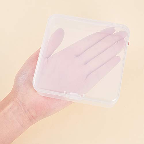 BENECREAT 8 Pack Caja de Almacenamiento de Plástico Transparente con Tapas Abatibles para Pastillas Hierbas Cuentas Pequeñas Tarjetas 10.5x10.5x3cm