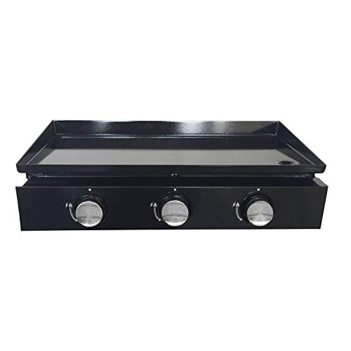 Beneffito Cooker - Plancha de Gas - 3 Quemadores de Acero Aluminizado - 6 KW de Potencia - Placa de Acero Inoxidable - Cocción Sana y Sabrosa