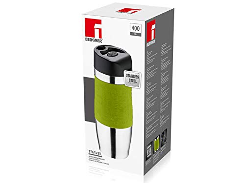 Bergner Travel Termo de Viaje, Acero Inoxidable, Verde, 21 cm