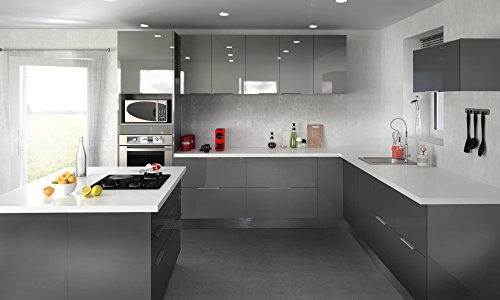 Berlenus CP6BG - Mueble bajo de Cocina con 1 Puerta (60 cm), Color Gris Brillante