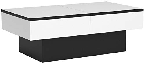 Berlioz créations Amelie Mesa Baja, aglomerado, Blanc Brillant/Noir, 113 x 60 x 40 cm