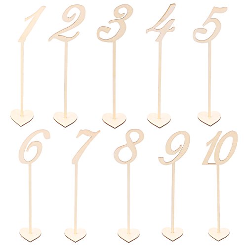 BESTOYARD Números de Madera para Mesas Decoración Bodas Vintage 1-10 10pcs