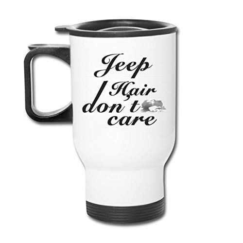 Bestqe Taza Aislada con Asa, Jeep Hair Don't Care 13.5oz Stainless Steel Car Cup Insulated Vacuum Tumbler Travel Mug Gift