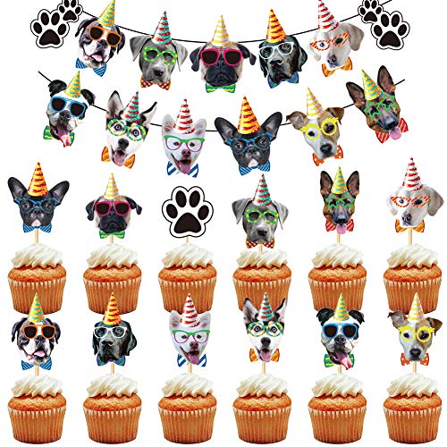 BESTZY 25PCS Animal Cake Toppers Decoraciones Perro Temas Decoración Fiesta Cumpleaños Temáticas Baby Shower Party Favor Suministros para Niños Cumpleaños