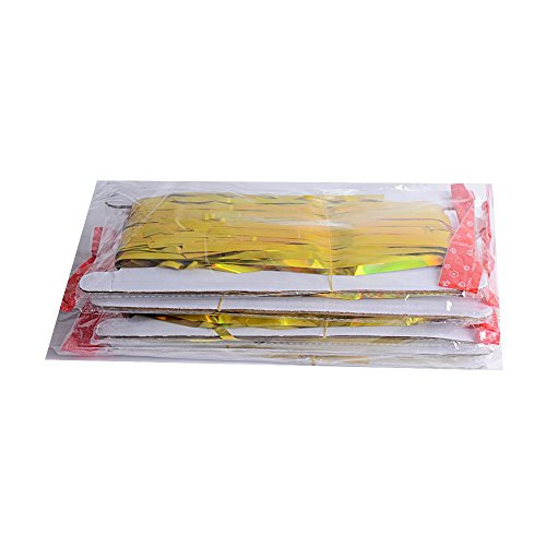 BETESSIN 6pcs Cortina Brillante (1*2m) Cortina de Oropel Metálica Cortina de Borla de Fondo de Foto Para Decoración Pared Fiestas Cumpleaños Navidad Boda Color Oro