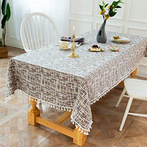 BH-JJSMGS Mantel de Borla a Prueba de Polvo, decoración de Mesa de Lino de algodón de Restaurante de Cocina, Naranja Gris 140 * 300 cm
