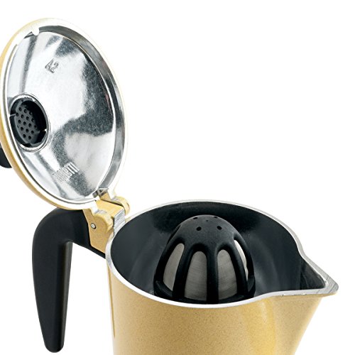 Bialetti Moka Orzo Express Cafetera Italiana Espresso, 2 Tazas, Aluminio, Negro/Amarillo