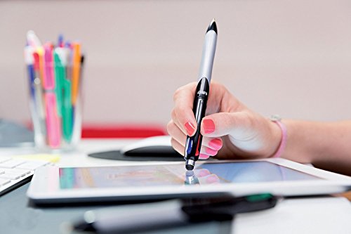 BIC 4 colores Stylus bolígrafos punta media (1,0 mm) - Grip Verde o Gris, Blíster de 1 Unidad