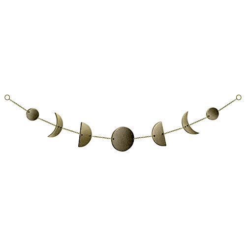 Bicolor Fase Lunar Guirnalda Decoración de Pared, Fase Lunar Colgante De Pared Bohemia Arte Decoración del hogar para Dormitorio, Hogar, Sala De Estar,34 Pulgadas(Bronce)