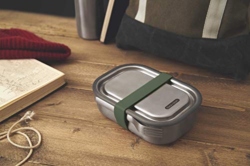 Black+Blum BAM-SS-L010 - Fiambrera (acero inoxidable 304/18-8), color plateado y verde oliva
