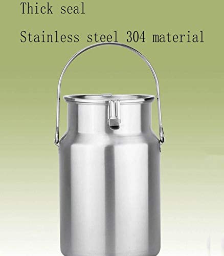 BLHZPD Hermético Cubo Inoxidable de Leche de Acero Vino Tanque Cubo Cubo Leche con hermético Tapa del depósito de Agua Pesada Cubo de Almacenamiento de líquido 3L 5L 10L (Color : Silver, Size : 5L)