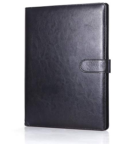 Bloc de notas,Carpeta A4,Carpeta clip,carpeta piel,Portapapeles para Carta estándar de Papel A4, Portafolios de cuero sintético con bolsillo interior (Marrón, Negro, Azul)