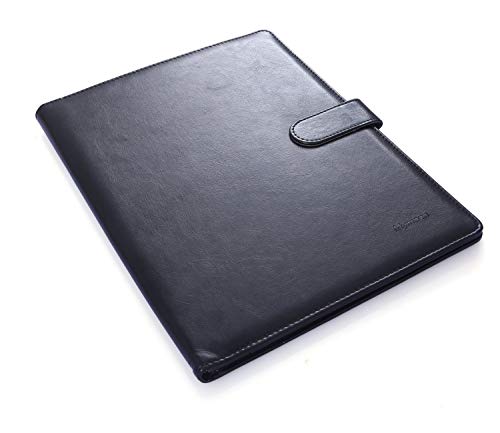 Bloc de notas,Carpeta A4,Carpeta clip,carpeta piel,Portapapeles para Carta estándar de Papel A4, Portafolios de cuero sintético con bolsillo interior (Marrón, Negro, Azul)