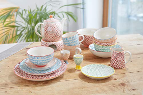 Bloomingville Juego de 4 Plato de loza Carla multicolor
