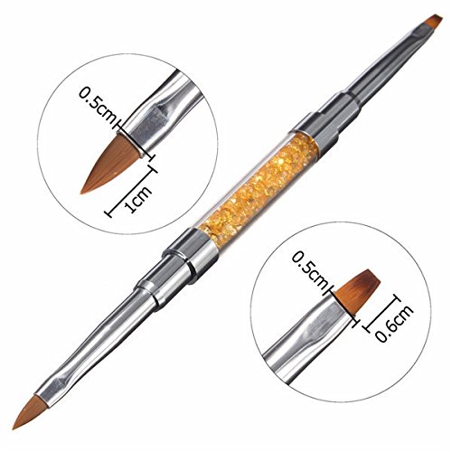 Bluelover Doble Cabeza De Acrílico Uñas De Arte Francés Gel UV Pincel Bricolaje Pintura Falsos Consejos Pluma Manicura Herramientas 3 Colores-Púrpura