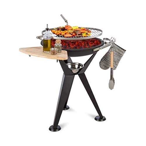 Blumfeldt Caruso 2 en 1 brasero con Parrilla - Brasero de 58 cm de diámetro, Parrilla Horiflex Swivel: Función giratoria, Parrilla de Acero de 55 cm de diámetro, Acero Revestido, Asas, Negro