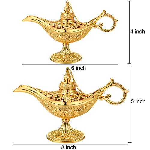 Boao Lámpara de Metal Dorada Vintage Leyenda Lámpara Olla de Genio Lámpara de Deseo Olla de Aceite de Té Casero Regalo Árabe Artesanal