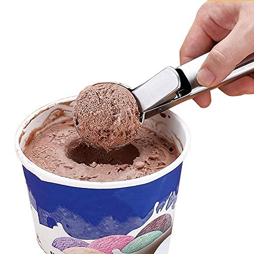 Bola de helado de acero inoxidable - cuchara de helado con gatillo - cuchara de helado cuchara de helado, masa para pastel, bola de melón, albóndigas