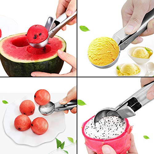 Bola de helado de acero inoxidable - cuchara de helado con gatillo - cuchara de helado cuchara de helado, masa para pastel, bola de melón, albóndigas