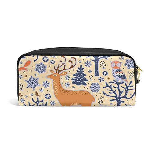 Bolígrafo casero Bolso de papelería Bolsa de maquillaje cosmético Cremallera Estuche de lápices para estudiante Chica Niño Niños Animal Ciervo Pájaro Árbol Bolsa Monedero