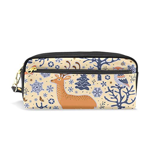 Bolígrafo casero Bolso de papelería Bolsa de maquillaje cosmético Cremallera Estuche de lápices para estudiante Chica Niño Niños Animal Ciervo Pájaro Árbol Bolsa Monedero