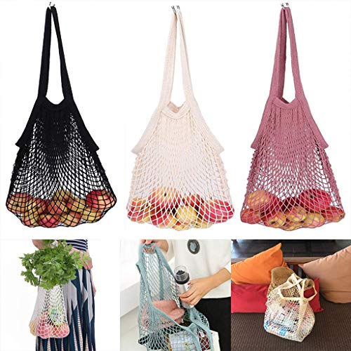 Bolsa de la compra ecológica para frutas y verduras en forma de red (paquete de 3 unidades)