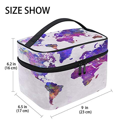 Bolsa de maquillaje, colorido mapa del viejo mundo portátil estuche de viaje grande impresión cosmética bolsa organizador compartimentos para niñas mujeres señora