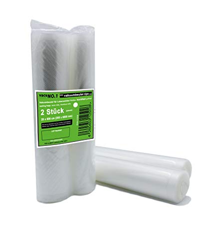 Bolsas de vacío Bolsas 2 rollo 250x6000mm VacuNo.1 adecuadas para Sous Vide en diferentes tamaños