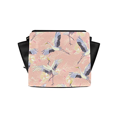Bolso bandolera pequeña grúa japonesa Aves voladoras con flor Bolso bandolera Bolsos de viaje Bolsos de viaje Bolsos de hombro de lona Equipaje para dama Chica Mujer Bolso bandolera