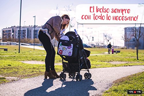 Bolso city Tris & Ton para carro de bebé o de hombro para mamá o papá modelo Podium con 12 bolsillos 6 interiores de gran capacidad fácil sujeción al cochecito y cierre con cremallera (Trisyton)