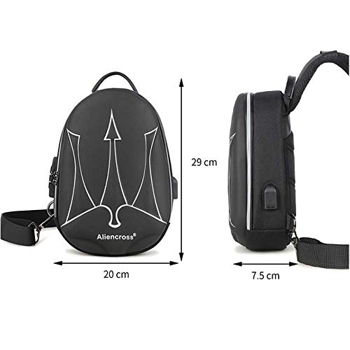 Bolso de Mensajero para Hombre Bolso de Pecho Impermeable Bolso de Hombro antirrobo USB Ligero Deportes al Aire Libre Viajes Bolsa de energía Multi-cinética