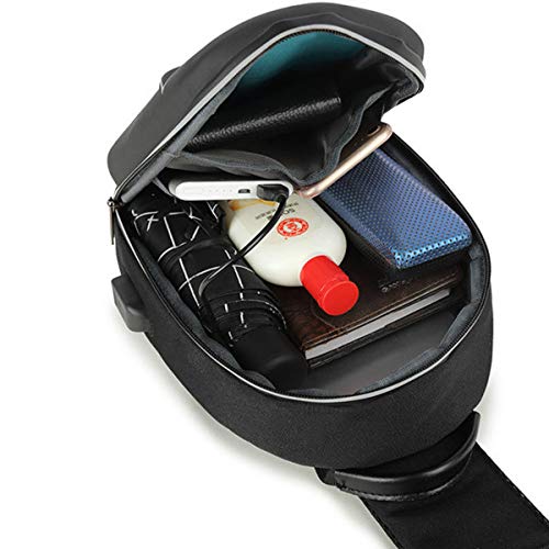 Bolso de Mensajero para Hombre Bolso de Pecho Impermeable Bolso de Hombro antirrobo USB Ligero Deportes al Aire Libre Viajes Bolsa de energía Multi-cinética
