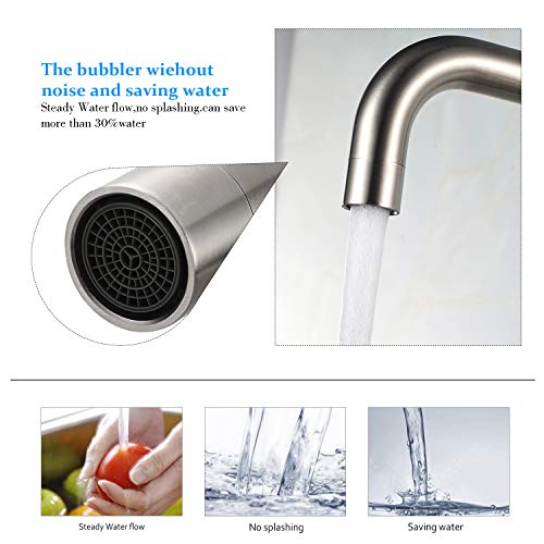 BONADE Grifo de Cocina 360° Giratorio Mezclador Cepillado para Fregadero Grifería Monomando 304 Acero Inoxidable Agua Fria y Caliente Disponible