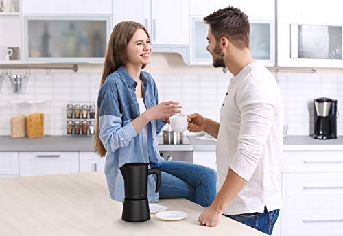 bonVIVO Intenca Cafetera Italiana Express De Inducción De Acero Inoxidable con Acabado Negro, para Espresso con Mucho Cuerpo, Cafetera Moka Clásica, para 6 Tazas De Espresso